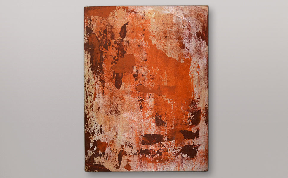Abstraktes Kunstwerk mit Viva Decor Roststruktur Paste auf Leinwand – authentische Rostoptik mit Tiefe und Struktur