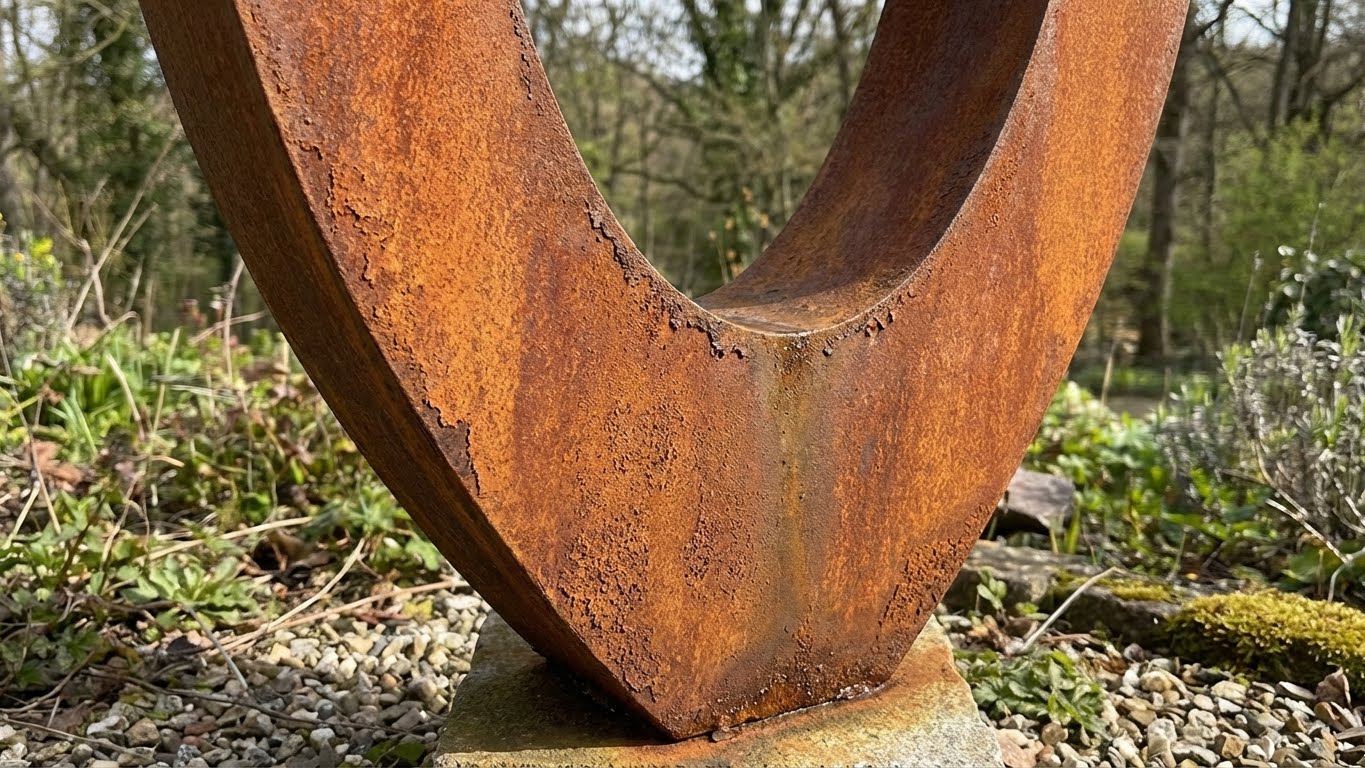 Skulptur mit täuschend echter Rostoptik gestaltet mit Roststruktur Paste – wetterfeste Oberfläche für außen