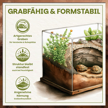 Grabfähige und formstabile Schildkrötenerde für artgerechtes Graben und Verstecke