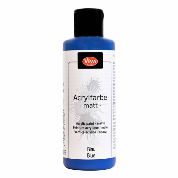 Viva Decor Acrylfarbe Matt in Blau, 82 ml Flasche mit hoher Deckkraft und vielseitiger Anwendung für Malerei und Dekoration