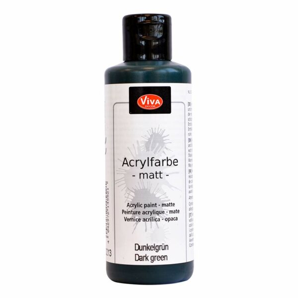 Viva Decor Acrylfarbe Matt in Dunkelgruen, 82 ml Flasche mit hoher Pigmentierung und gleichmäßiger, matter Oberfläche