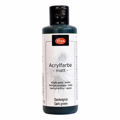 Viva Decor Acrylfarbe Matt in Dunkelgruen, 82 ml Flasche mit hoher Pigmentierung und gleichmäßiger, matter Oberfläche