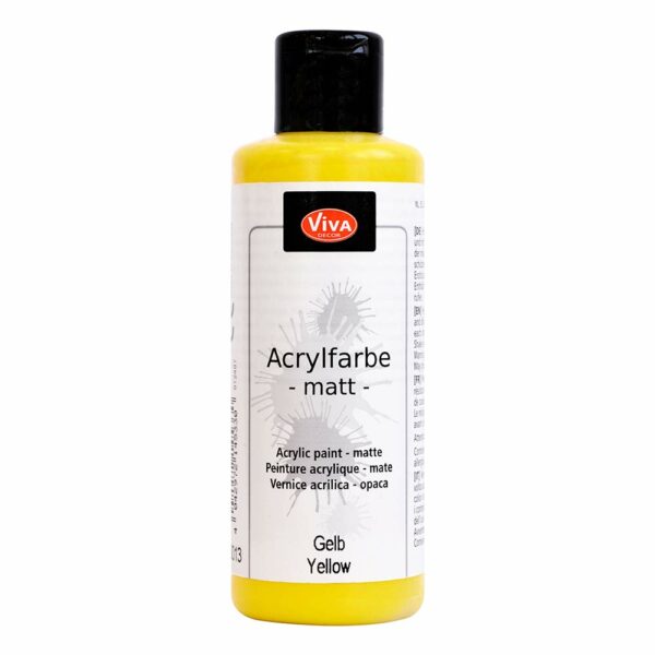 Viva Decor Acrylfarbe Matt in Gelb, 82 ml Flasche mit strahlender Farbintensität und cremiger Konsistenz