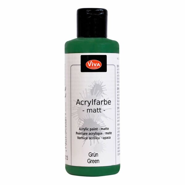 Viva Decor Acrylfarbe Matt in Gruen, 82 ml Flasche mit cremiger Konsistenz und starker Deckkraft für kreative Projekte