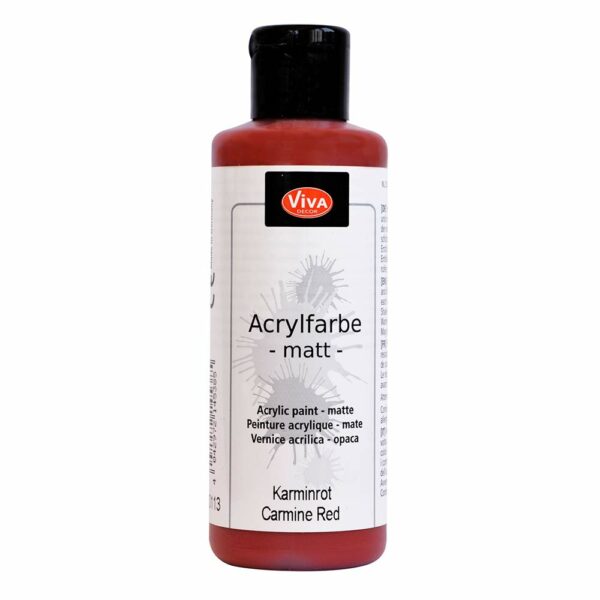 Viva Decor Acrylfarbe Matt in Karminrot, 82 ml Flasche mit kräftigem Rotton und gleichmäßiger Deckkraft