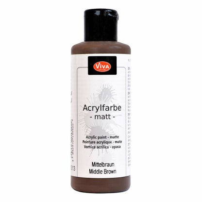 Viva Decor Acrylfarbe Matt in Mittelbraun, 82 ml Flasche mit kräftiger Farbtiefe und gleichmäßiger, matter Oberfläche