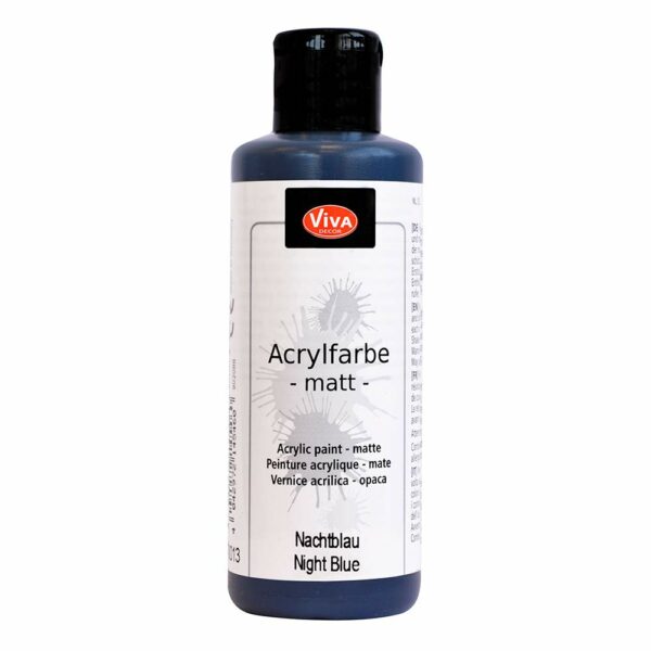 Viva Decor Acrylfarbe Matt in Nachtblau, 82 ml Flasche mit tiefer Farbintensität und matter, gleichmäßiger Oberfläche