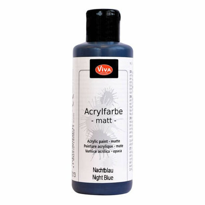 Viva Decor Acrylfarbe Matt in Nachtblau, 82 ml Flasche mit tiefer Farbintensität und matter, gleichmäßiger Oberfläche