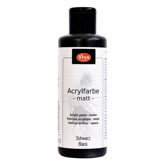 Viva Decor Acrylfarbe Matt in Schwarz, 82 ml Flasche mit hoher Deckkraft, cremiger Konsistenz und lichtbeständiger, wasserfester Oberfläche