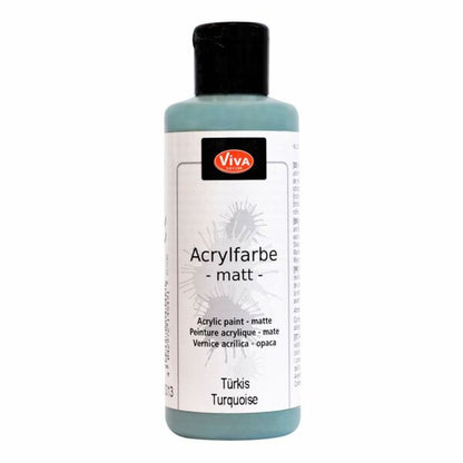Viva Decor Acrylfarbe Matt in Tuerkis, 82 ml Flasche mit brillanter Farbwirkung und schneller Trocknung
