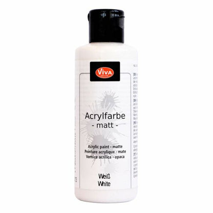 Viva Decor Acrylfarbe Matt in Weiss, 82 ml Flasche mit hoher Deckkraft, matter Oberfläche und vielseitiger Verwendbarkeit