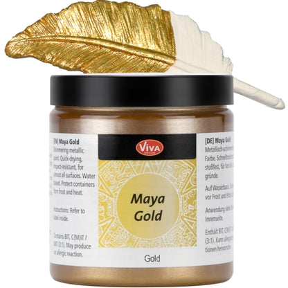 Maya Gold Gold 250 ml – hochdeckende Metallic-Acrylfarbe mit intensivem Goldglanz für edle DIY- und Deko-Projekte