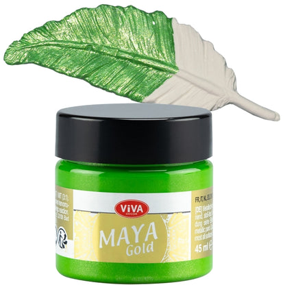 Viva Decor Maya Gold 45 ml Apfelgrün – Metallic Acrylfarbe mit grün schimmerndem Glanzeffekt