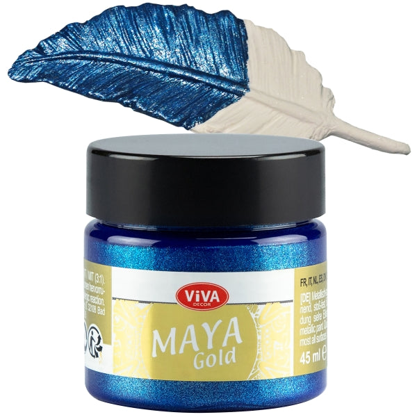 Viva Decor Maya Gold 45 ml Blau – Intensive blaue Metallicfarbe mit glänzendem Effekt