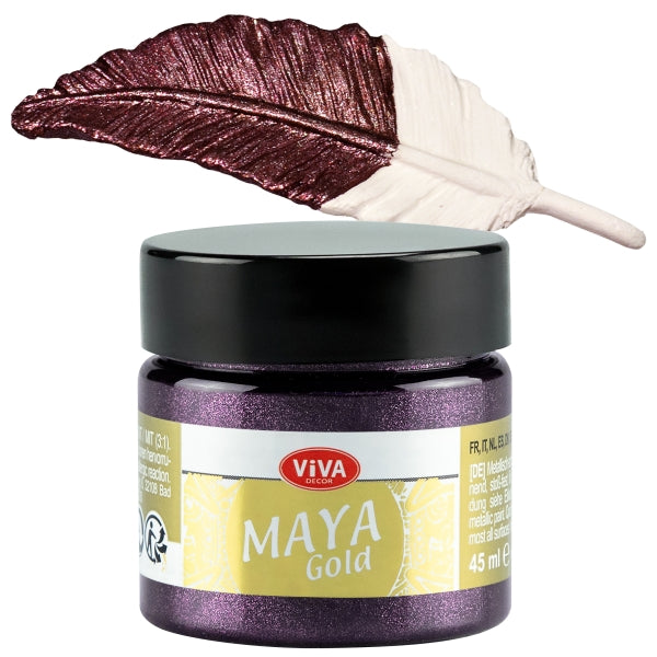 Viva Decor Maya Gold 45 ml Bordeaux – Dunkelrote Metallic Acrylfarbe mit edlem Schimmer