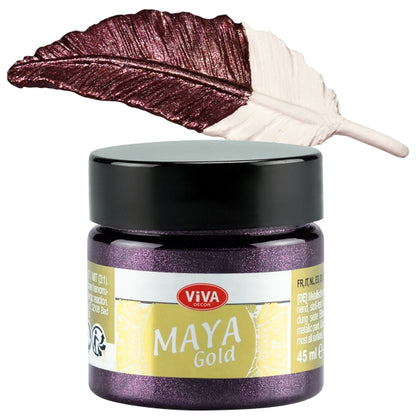Viva Decor Maya Gold 45 ml Bordeaux – Dunkelrote Metallic Acrylfarbe mit edlem Schimmer