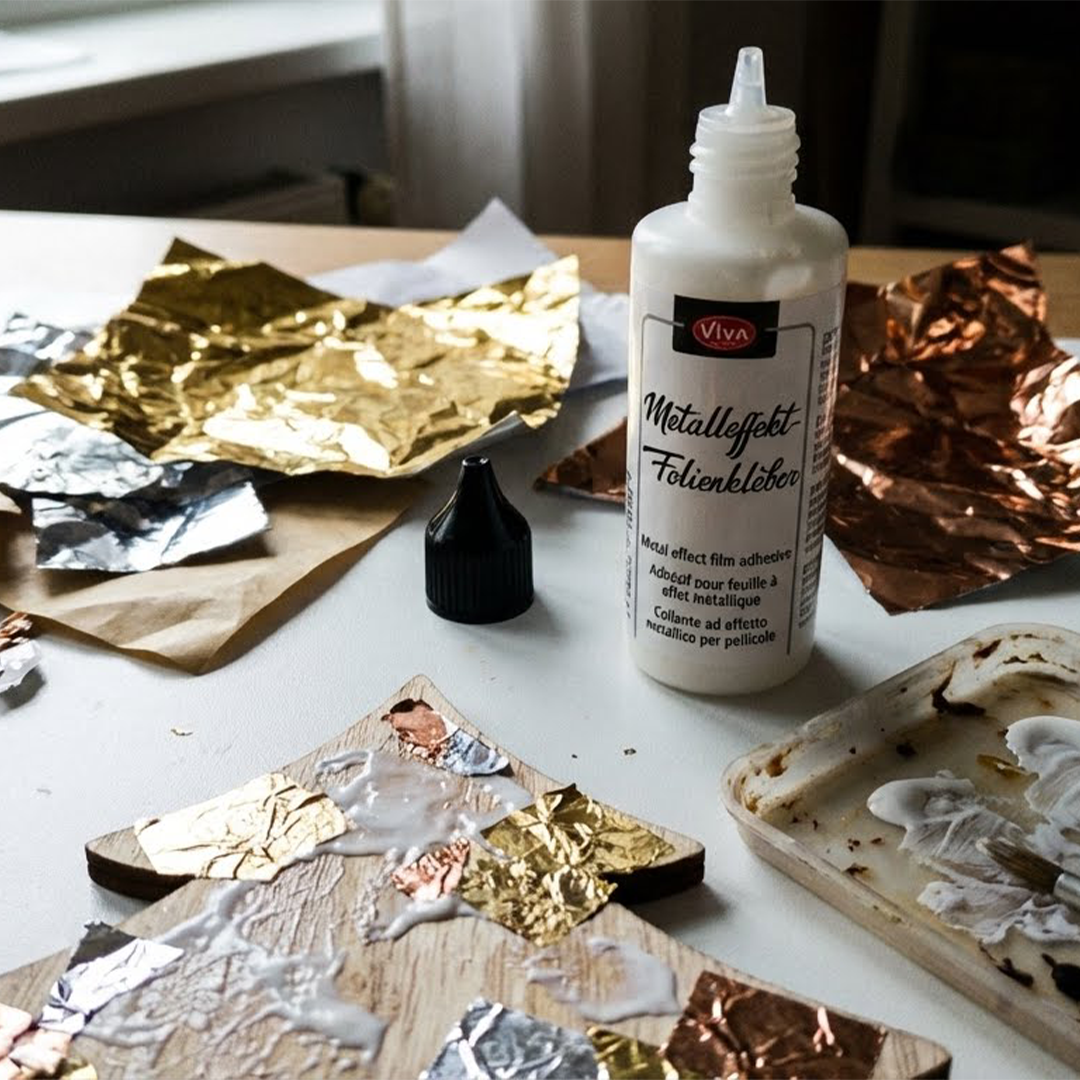 Kreatives Kundenprojekt mit Metalleffekt-Folienkleber – dekoratives Designobjekt mit Metallic-Akzenten