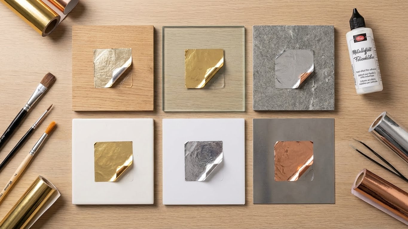 Viva Decor Metalleffekt-Folienkleber haftet zuverlässig auf Holz, Glas, Stein, Metall, Kunststoff und Keramik