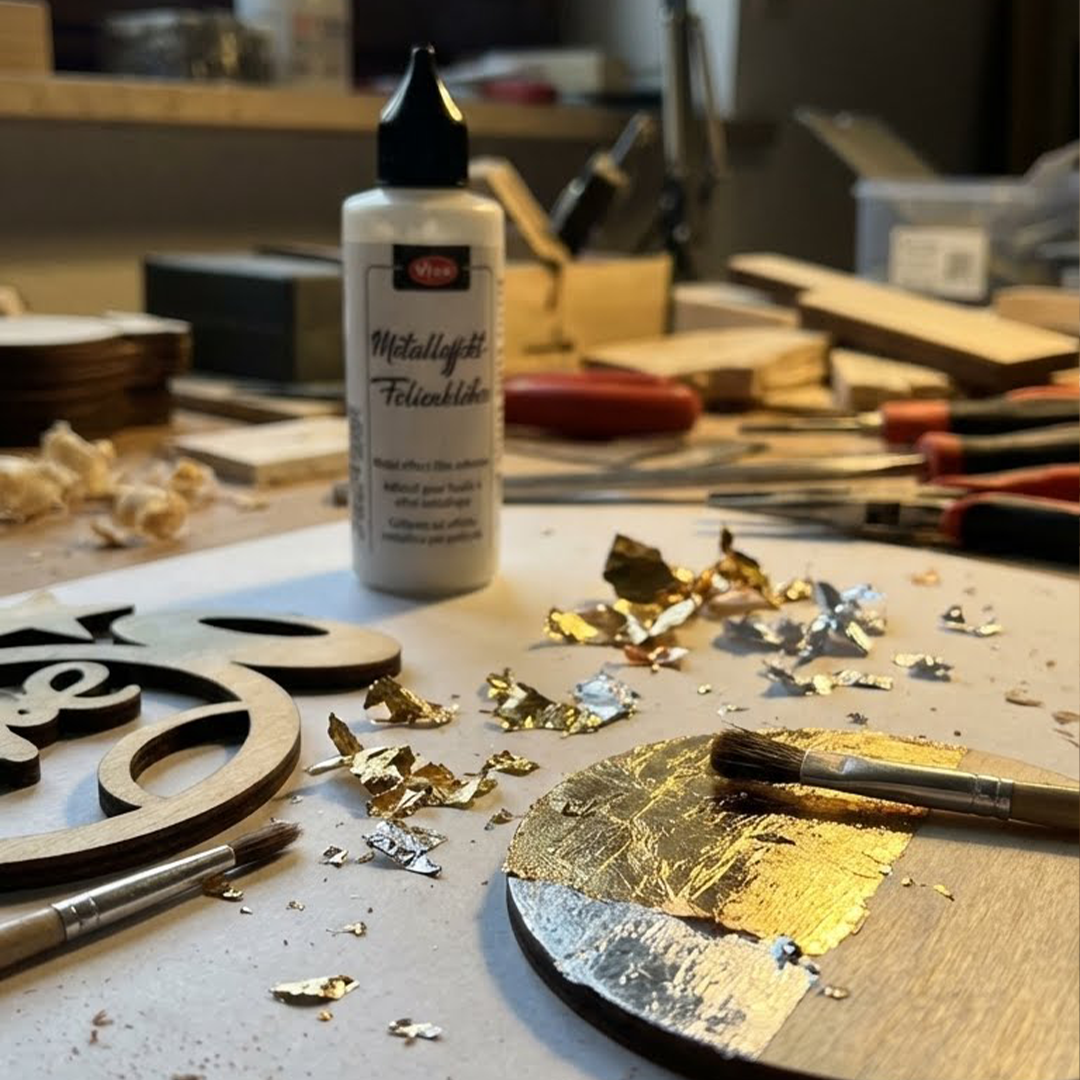 DIY-Kundenprojekt mit Metalleffekt-Folienkleber – kreative Veredelung mit Metallfolien im Atelier