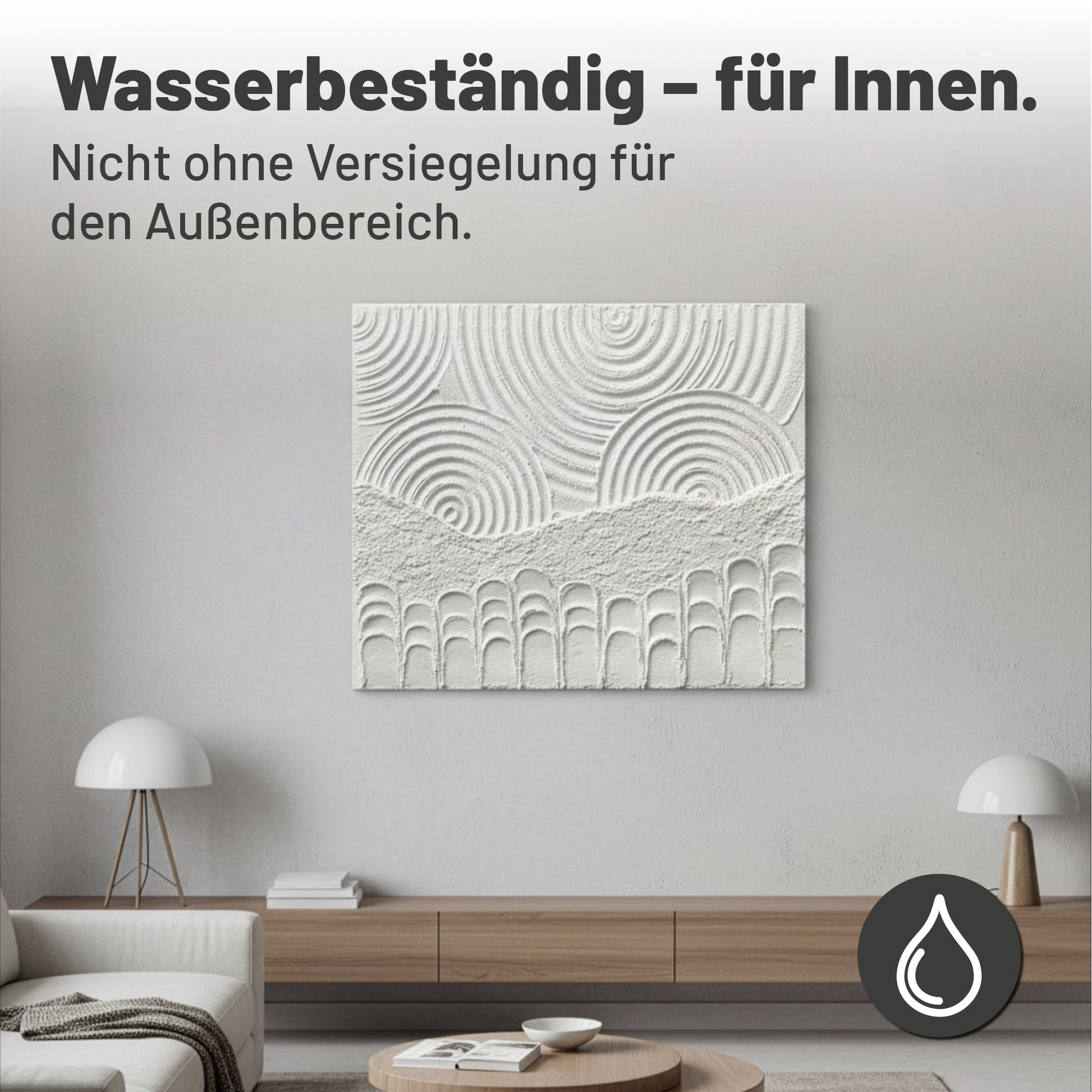Mit Viva Decor Strukturpaste Grob gestaltetes Reliefbild im Wohnraum, geeignet für den Innenbereich.